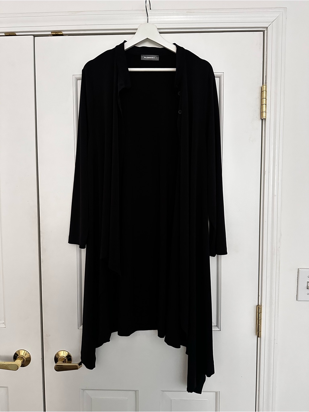 Alembika Black Asymmetrical Drape Cardigan Jacket Xl